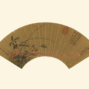 吕纪《画秋林小鸟》扇面页