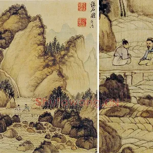 陈洪绶山水画《溪石图》页