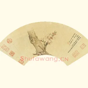 陈洪绶《著色桃花扇面》页