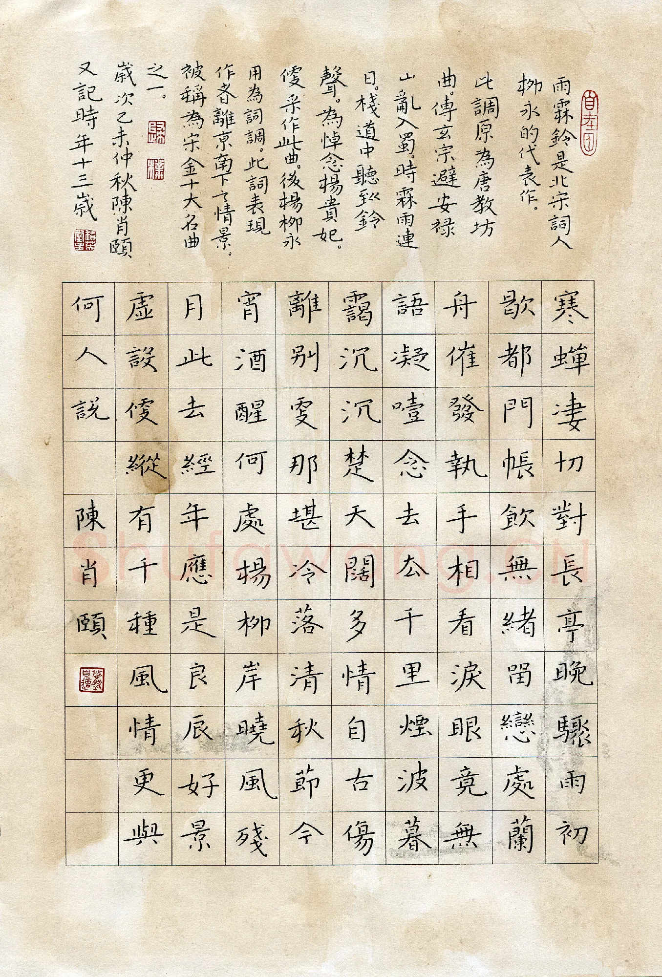 陈肖颐(少儿组 13岁 银奖)硬笔书法大赛获奖作品,陈肖颐硬笔书法作品