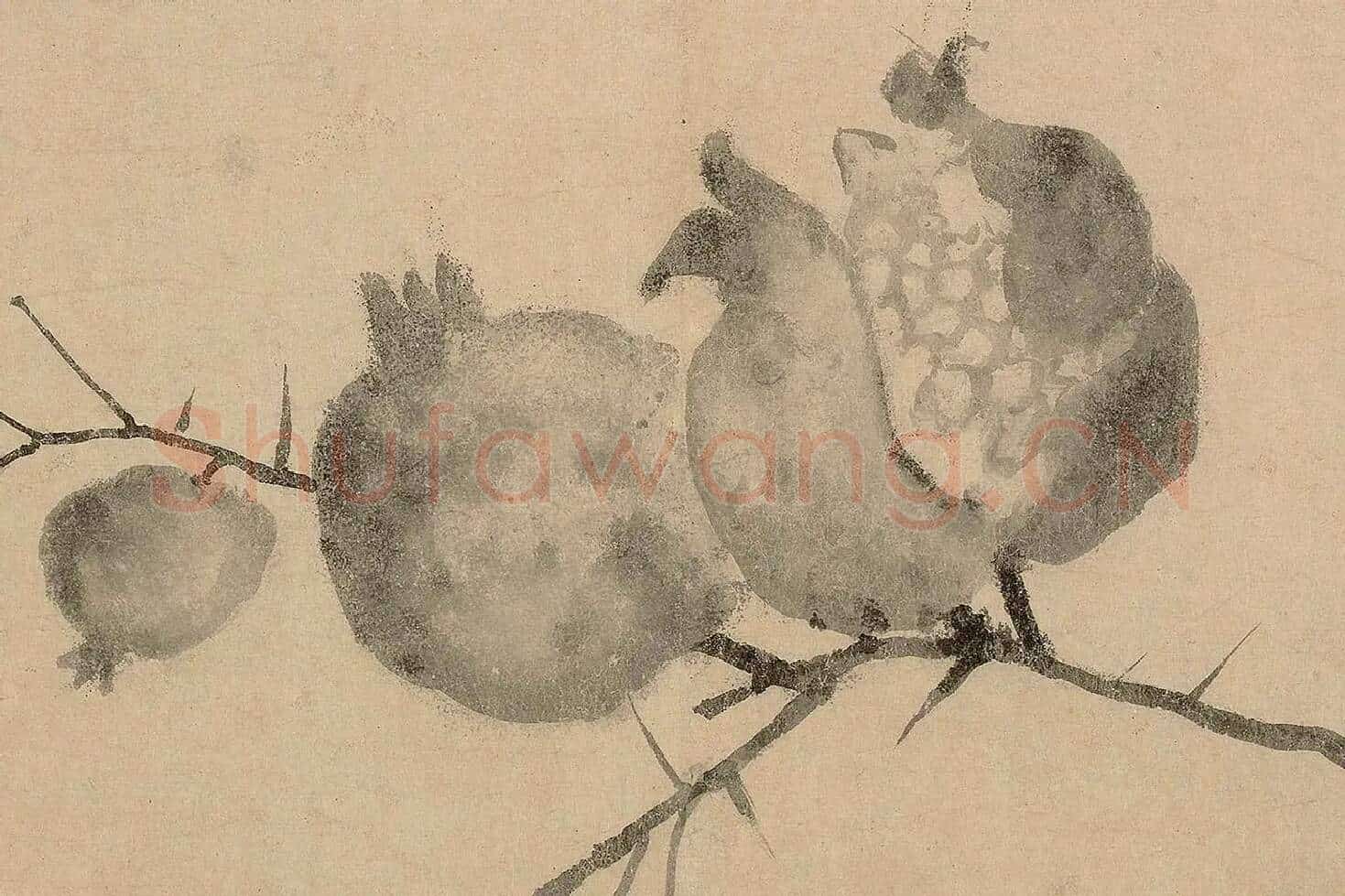 法常《水墨写生图卷》高清大图局部 (1)