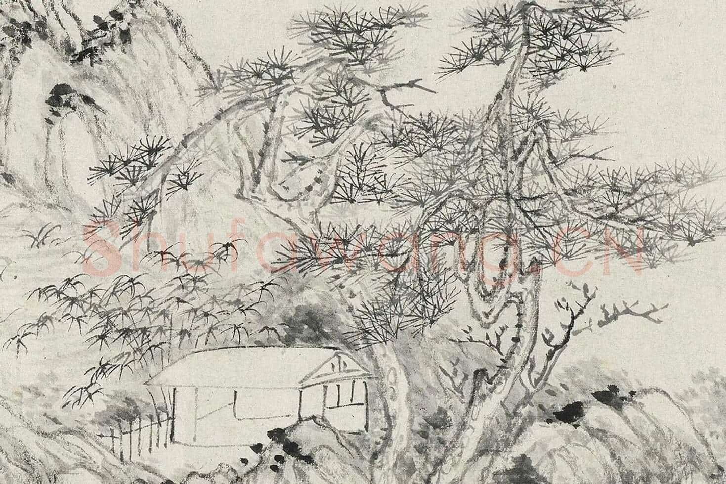 明云间十一家水墨山水画卷局部 (5)