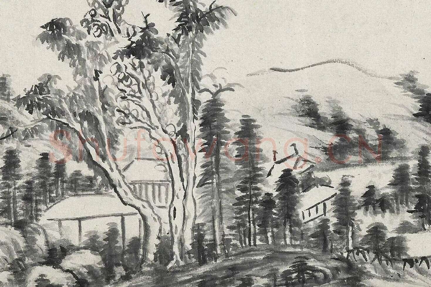 明云间十一家水墨山水画卷局部 (7)