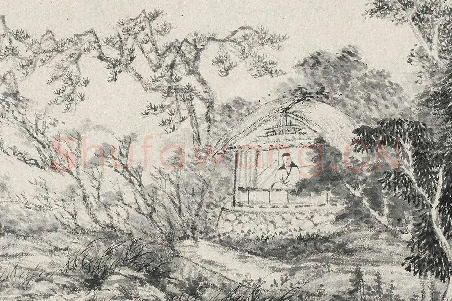 明云间十一家水墨山水画卷局部 (9)