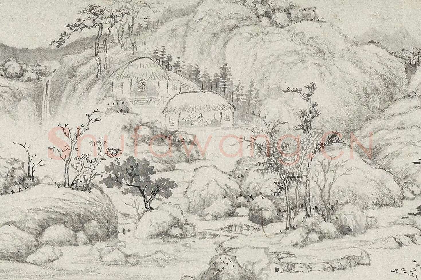 明云间十一家水墨山水画卷局部 (11)