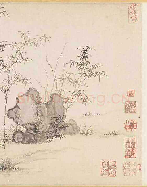 赵原山水沈巽竹石合卷图_13