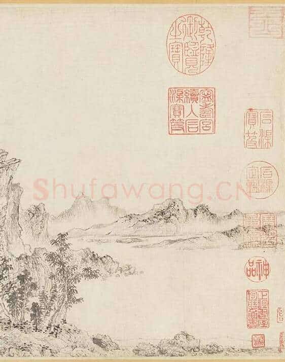 赵原山水沈巽竹石合卷图_17