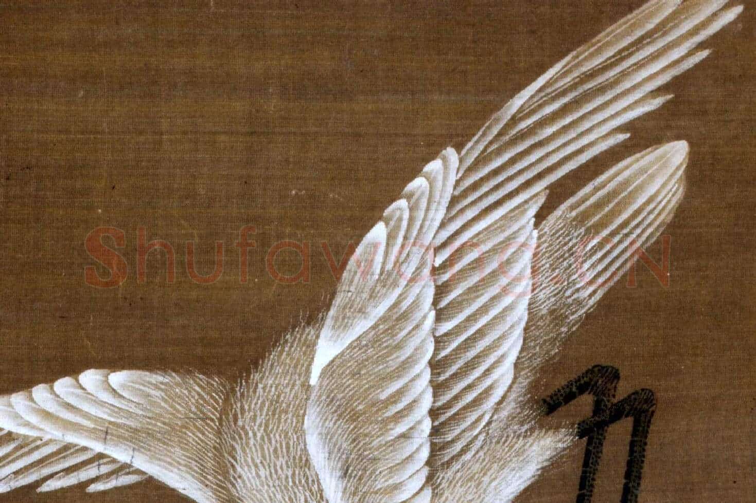 传顾德谦《步莲池水禽图》高清大图局部 (5)