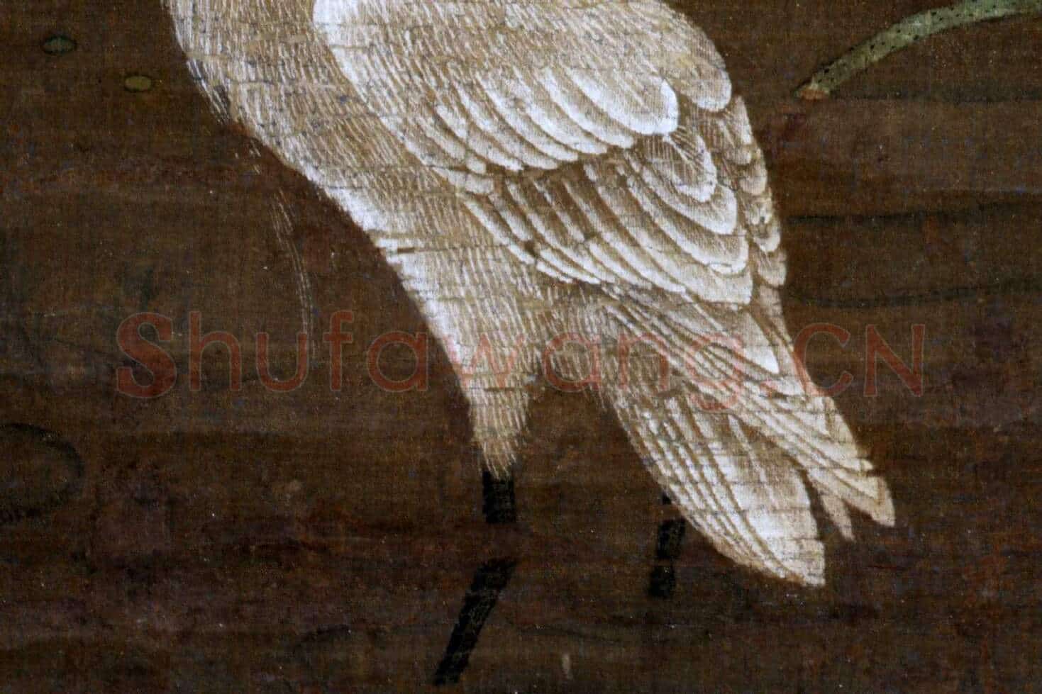 传顾德谦《步莲池水禽图》高清大图局部 (7)