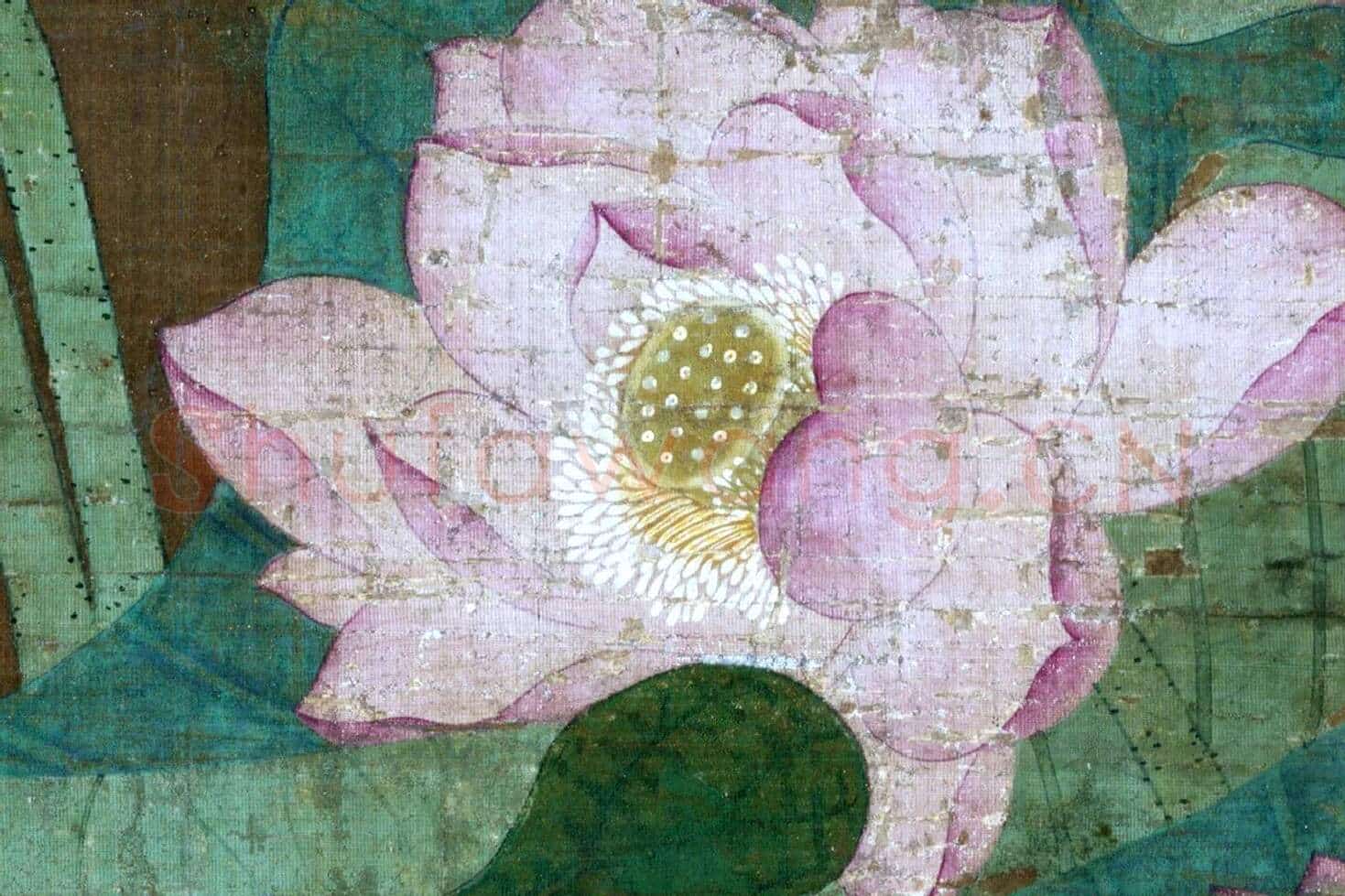 传顾德谦《步莲池水禽图》高清大图局部 (9)