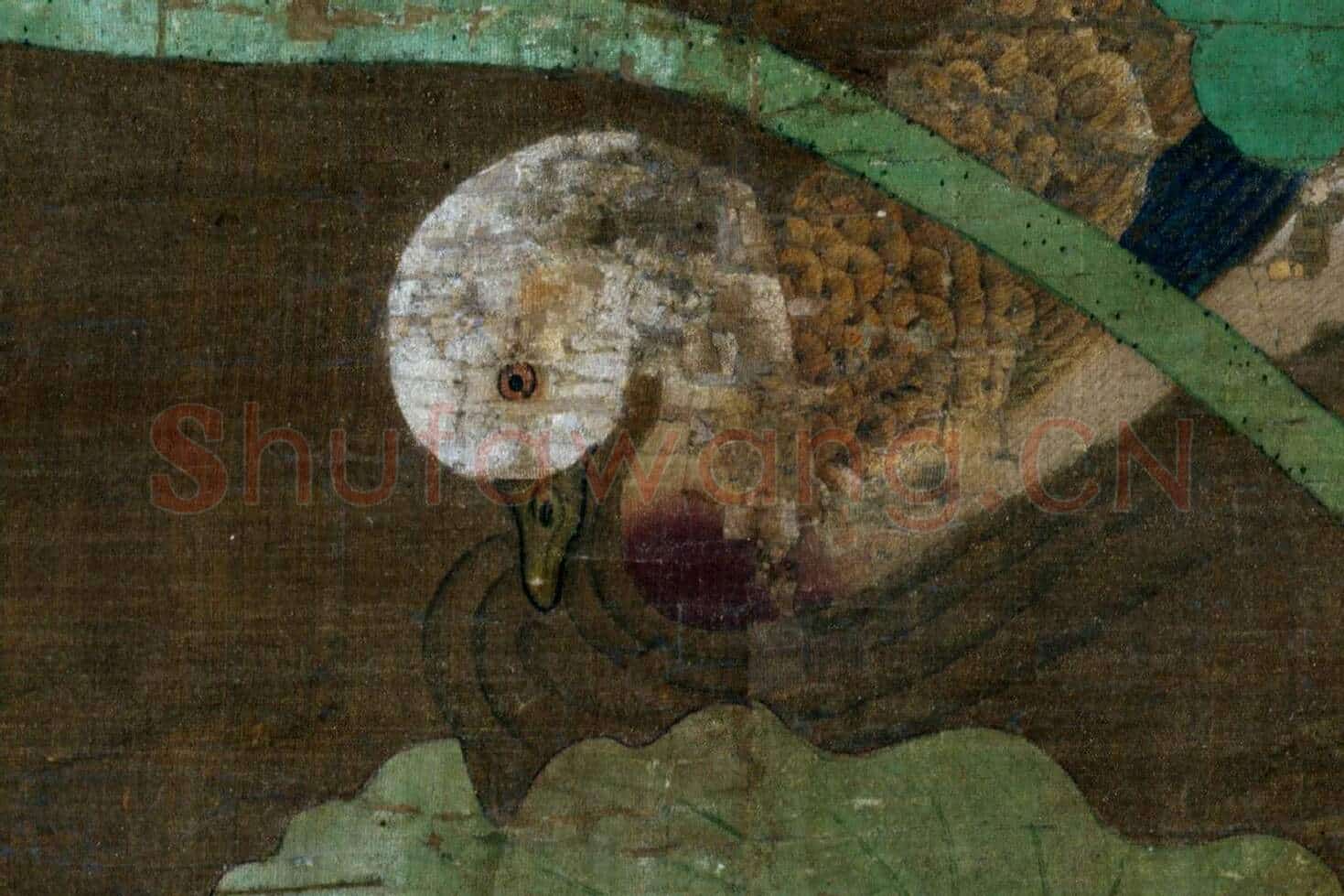 传顾德谦《步莲池水禽图》高清大图局部 (10)