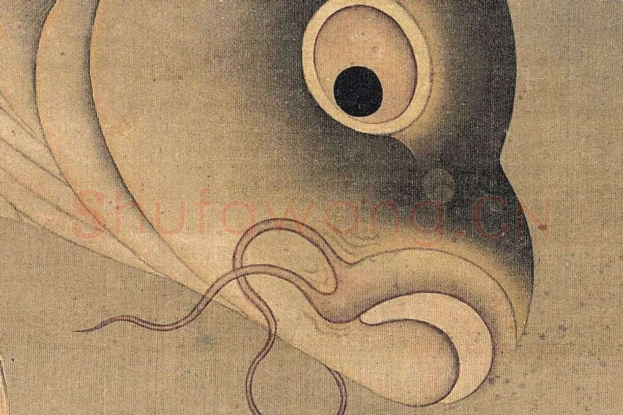 明代·缪辅《鱼藻图》高清大图局部细节 (1)