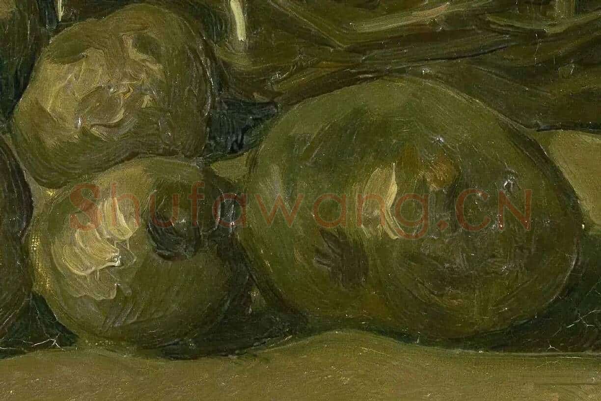 梵高油画静物《篮子里的土豆》高清大图局部细节 (5)