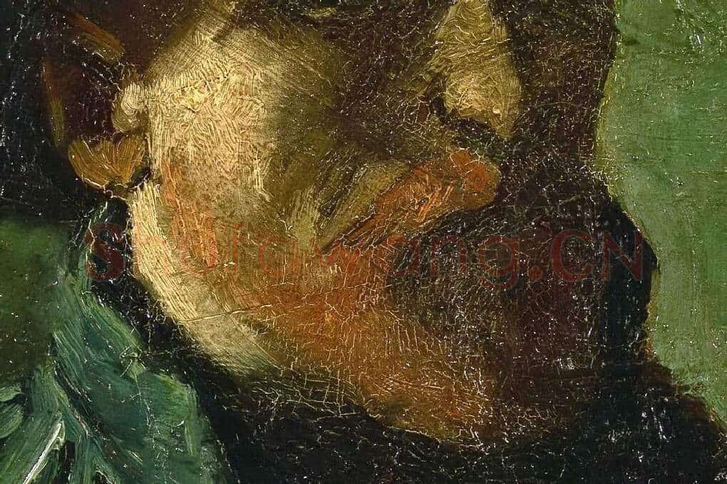 画架前戴深色毛毡帽的梵高自画像局部 (2)