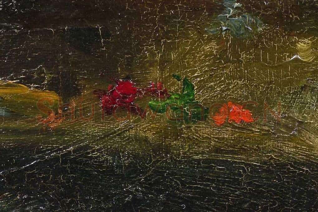 画架前戴深色毛毡帽的梵高自画像局部 (4)