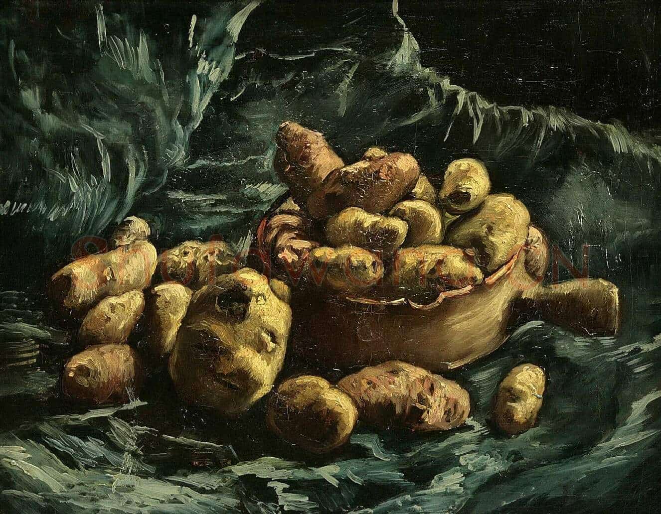 梵高作品《陶碗和土豆的静物》