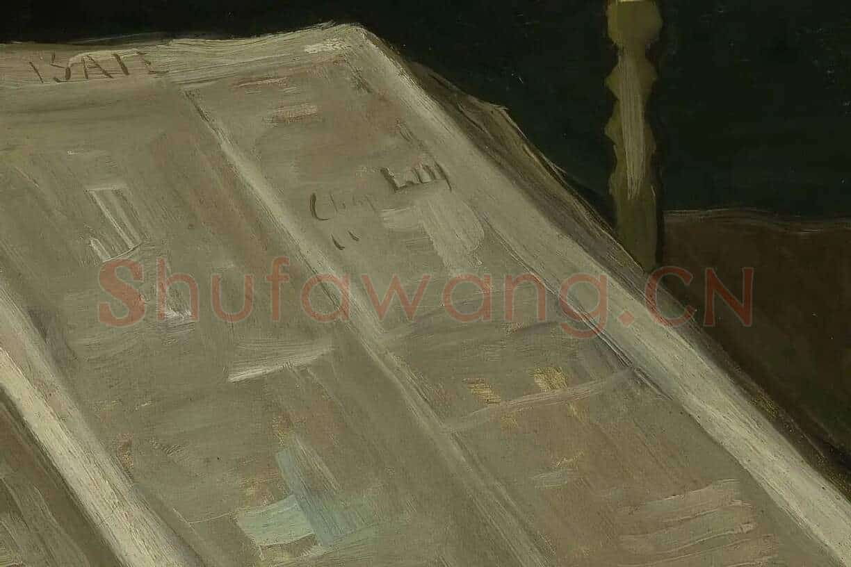 梵高静物油画《带圣经的静物》高清大图局部细节 (4)