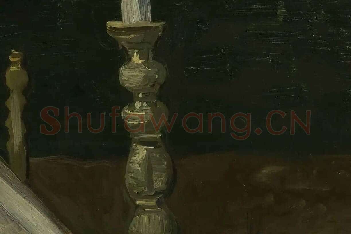 梵高静物油画《带圣经的静物》高清大图局部细节 (5)