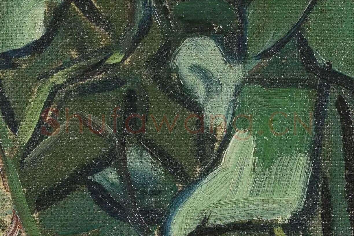 梵高花卉画作品《玫瑰和甲虫》高清大图局部细节 (6)