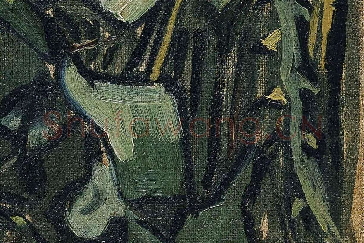 梵高花卉画作品《玫瑰和甲虫》高清大图局部细节 (10)