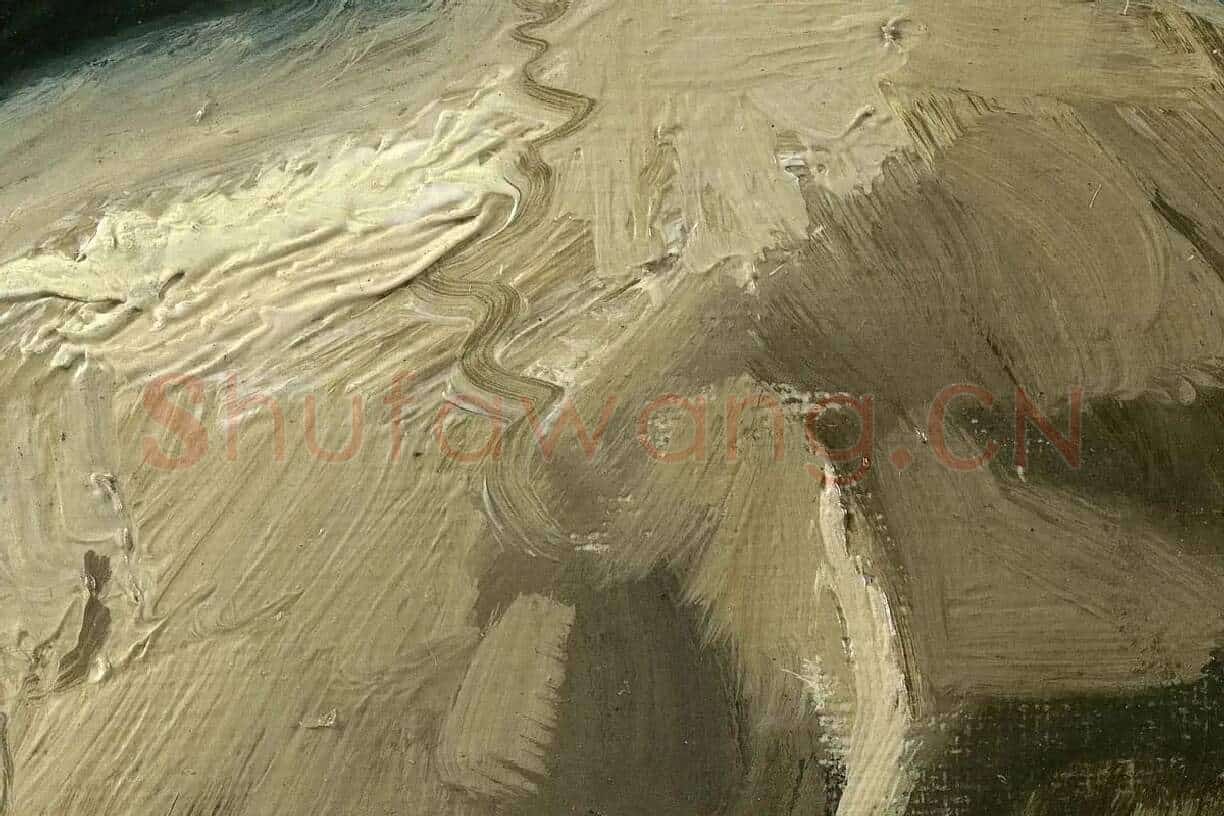 梵高早期油画《叼着香烟的骷髅》高清大图局部细节 (3)