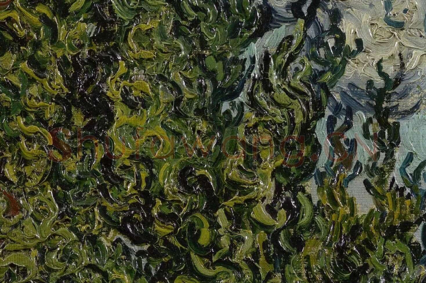 梵高油画《柏树下的两个女人》局部 (3)