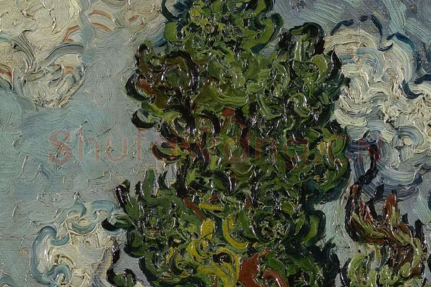 梵高油画《柏树下的两个女人》局部 (4)