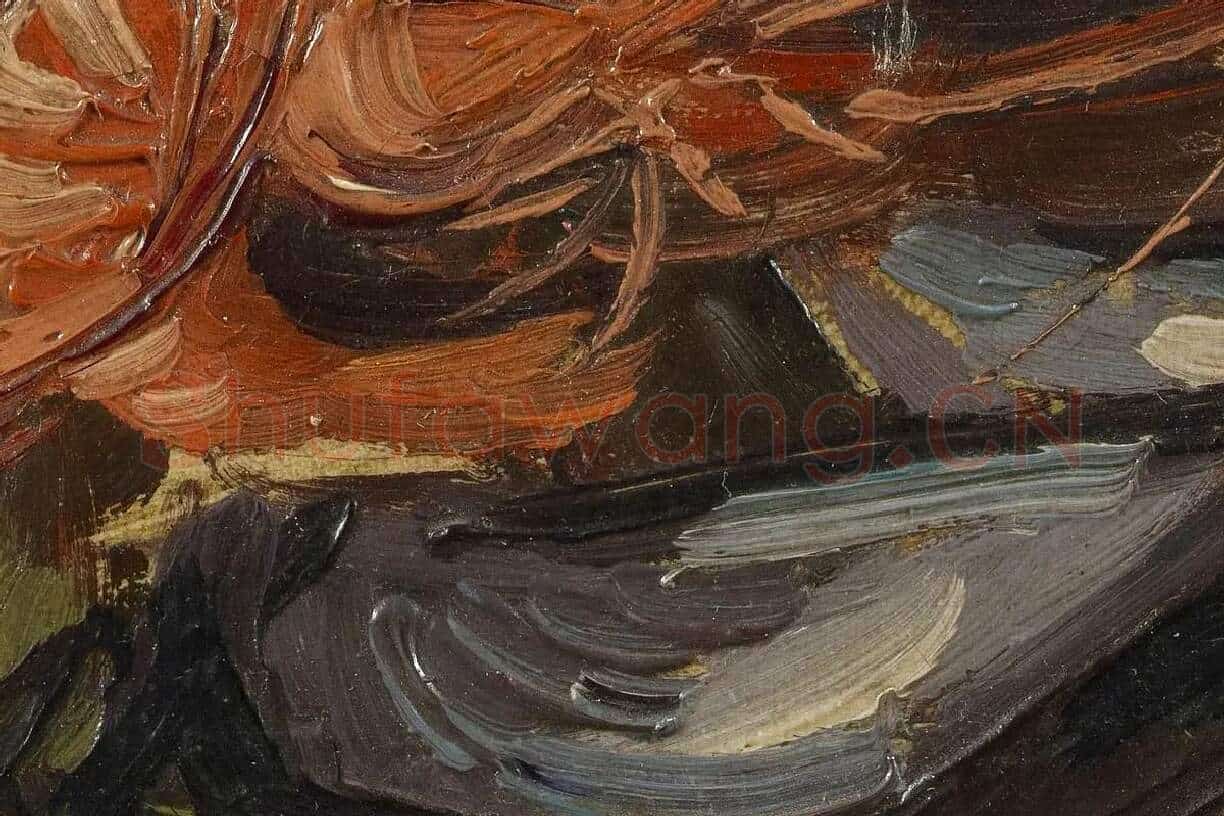 梵高油画静物《贻贝和虾的静物》高清大图局部细节 (4)