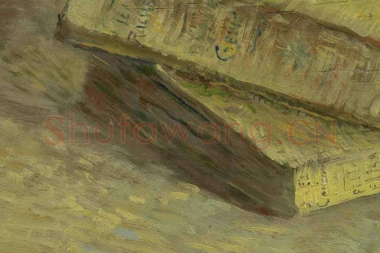 梵高作品《三本书的静物画》局部细节 (4)