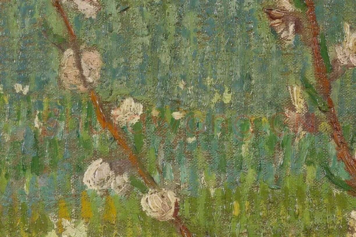 梵高作品《盛开的杏花》高清大图局部细节 (5)