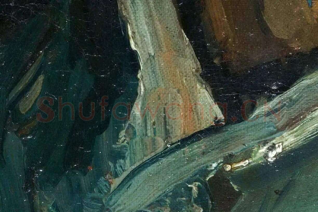 梵高油画头像《戴帽子的农妇侧面头像》局部细节 (6)