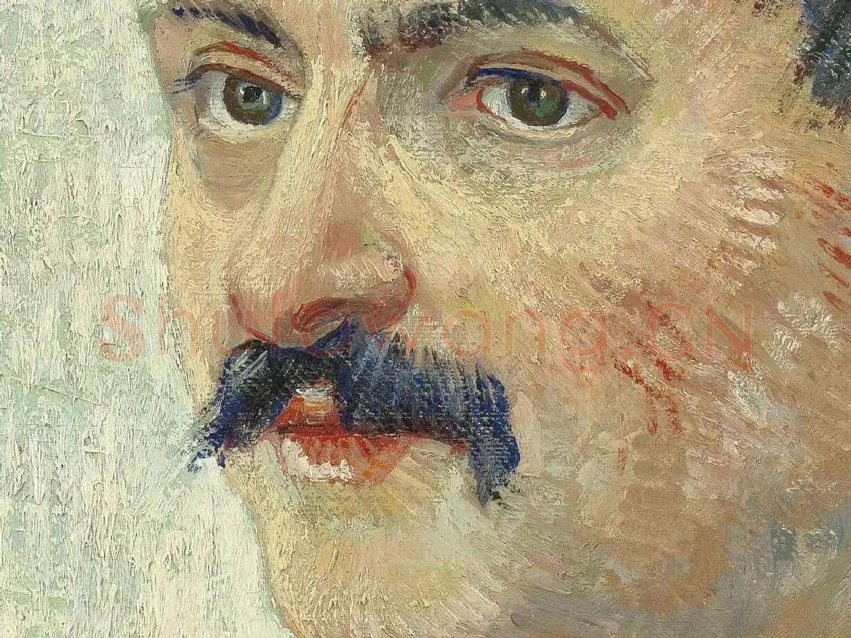 梵高油画人物作品《戴帽子的男人肖像》局部 (1)