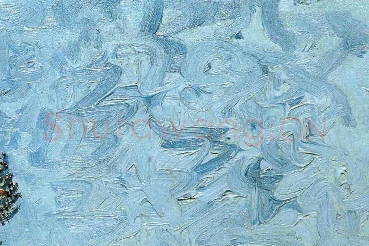 梵高风景画作品《阿尔勒附近的一条小巷》局部细节 (6)