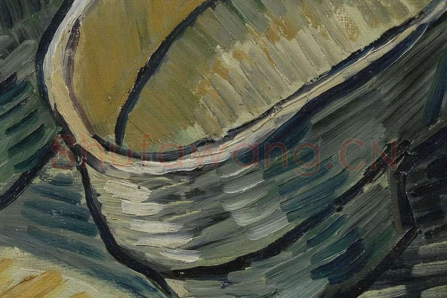 梵高油画静物《一双皮鞋》局部 (3)