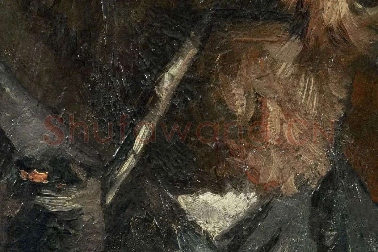 梵高1886年自画像《叼着烟斗的自画像》局部 (2)