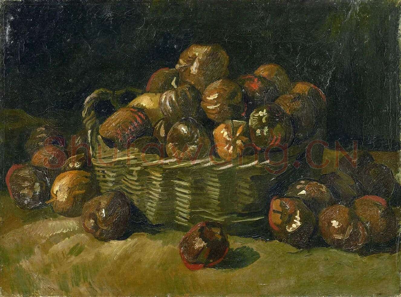 梵高油画静物《一篮苹果》