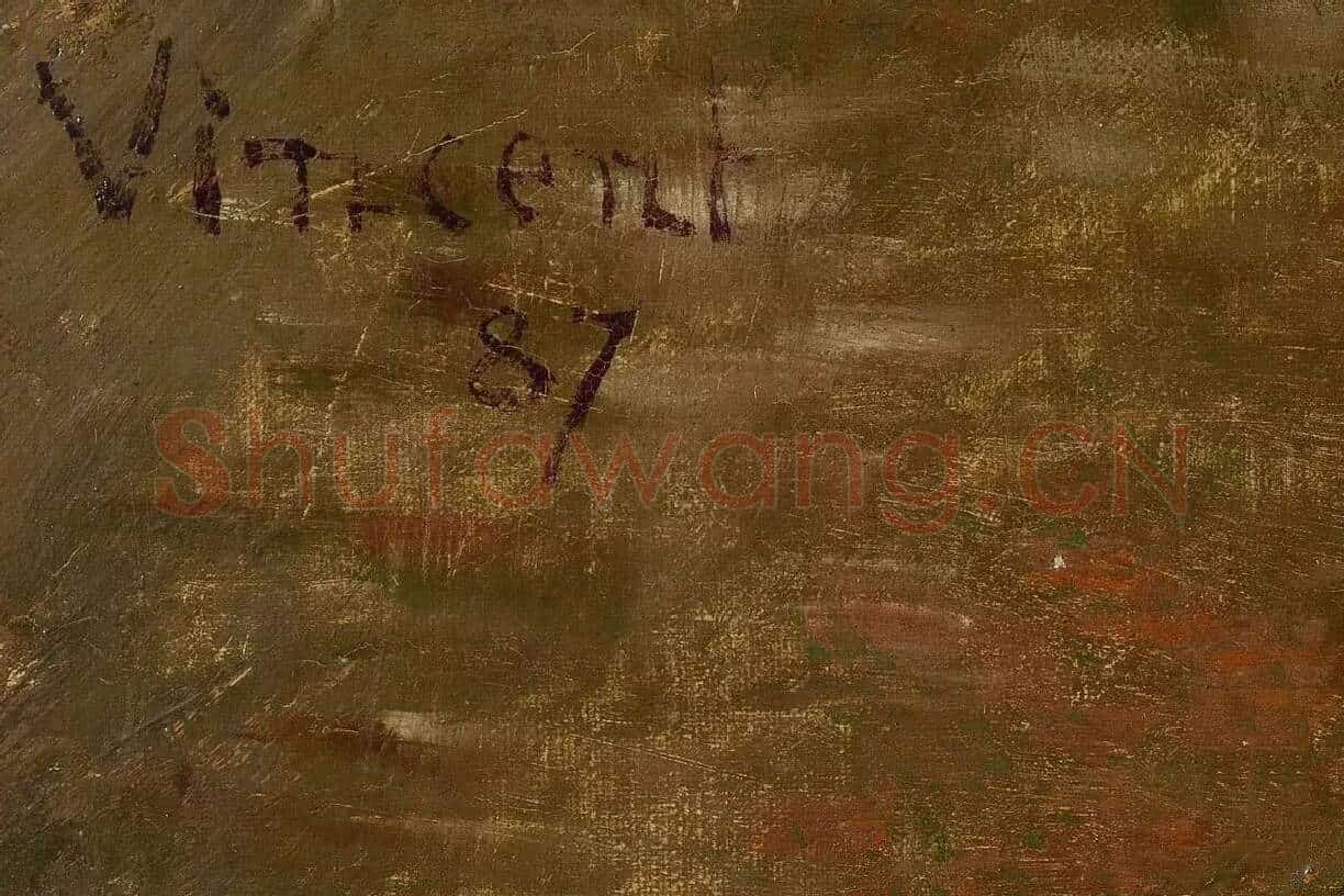 梵高油画《有玻璃杯的自画像》局部 (3)