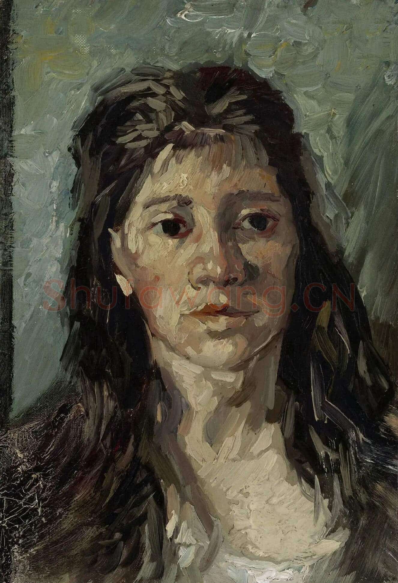 梵高油画人物头像《头发松弛的女人头像》