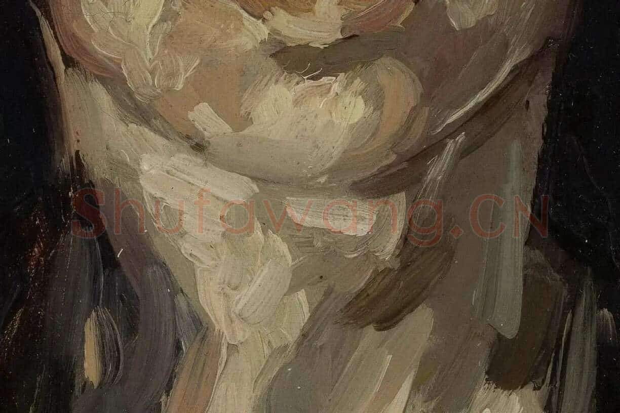 梵高油画人物头像《头发松弛的女人头像》局部细节 (3)