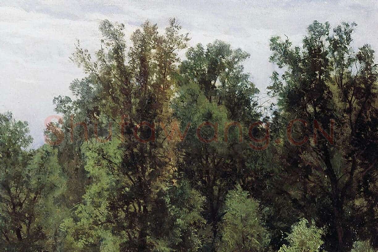 希施金油画风景《森林中的养蜂场》局部 (2)