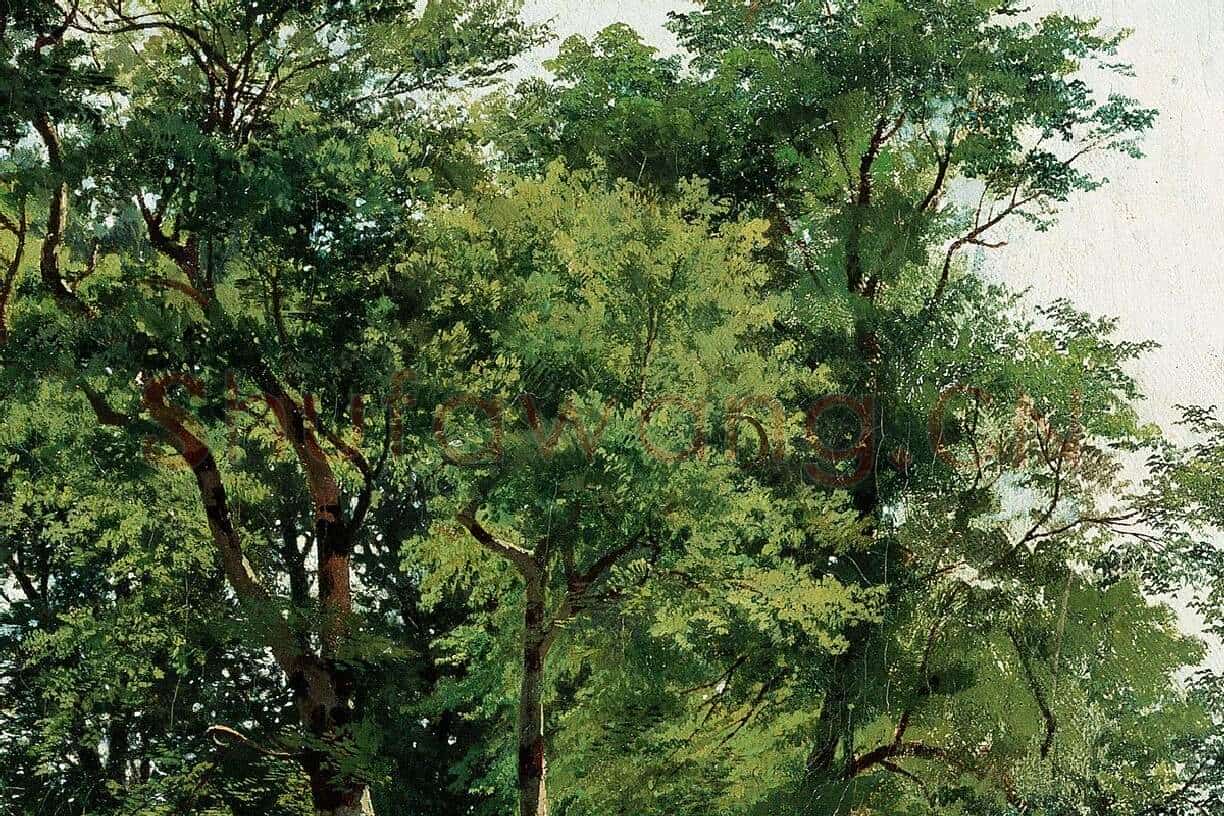希施金油画风景《水青冈树林》局部 (3)