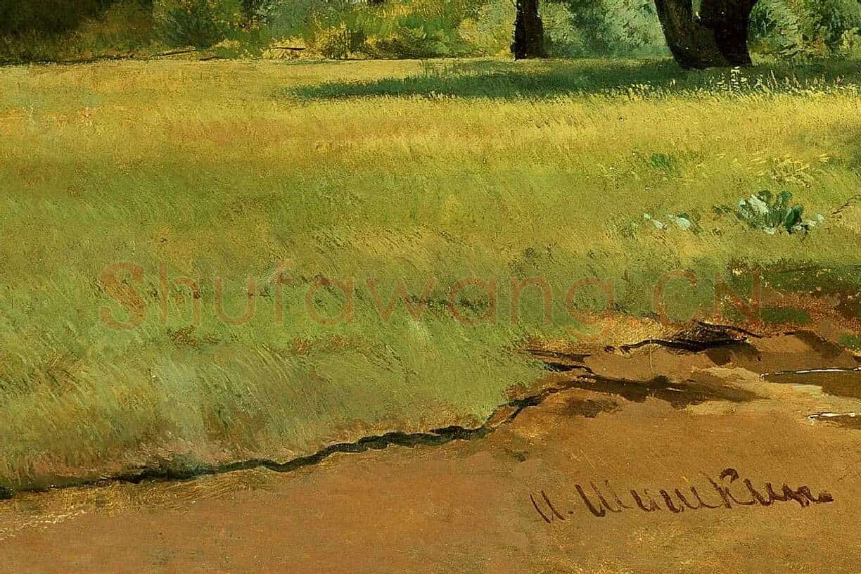 希施金油画橡树风景画局部 (3)
