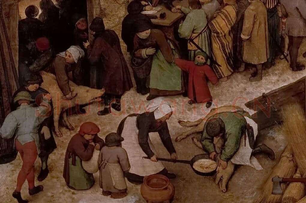 彼得·勃鲁盖尔油画作品《伯利恒人口普查》局部 (1)