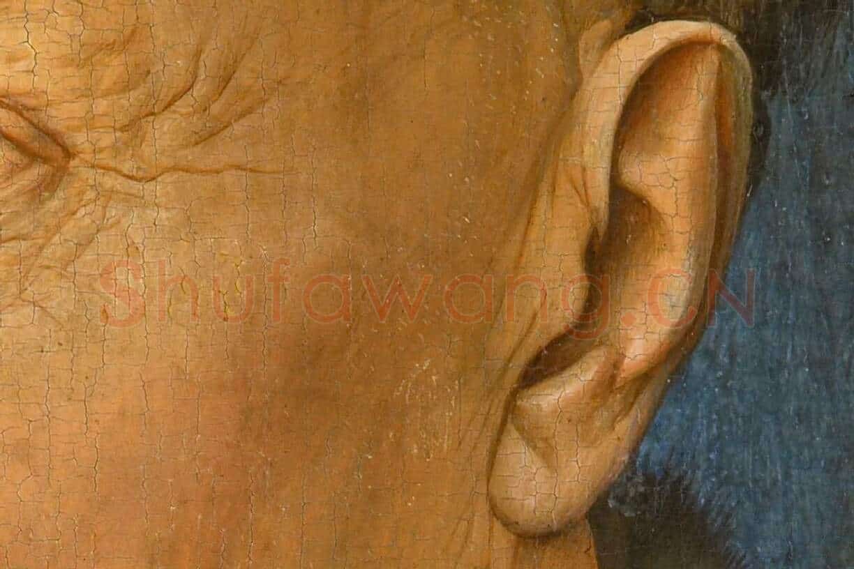 扬·凡·艾克肖像画作品《红衣主教尼科洛·阿尔贝加蒂》局部 (4)