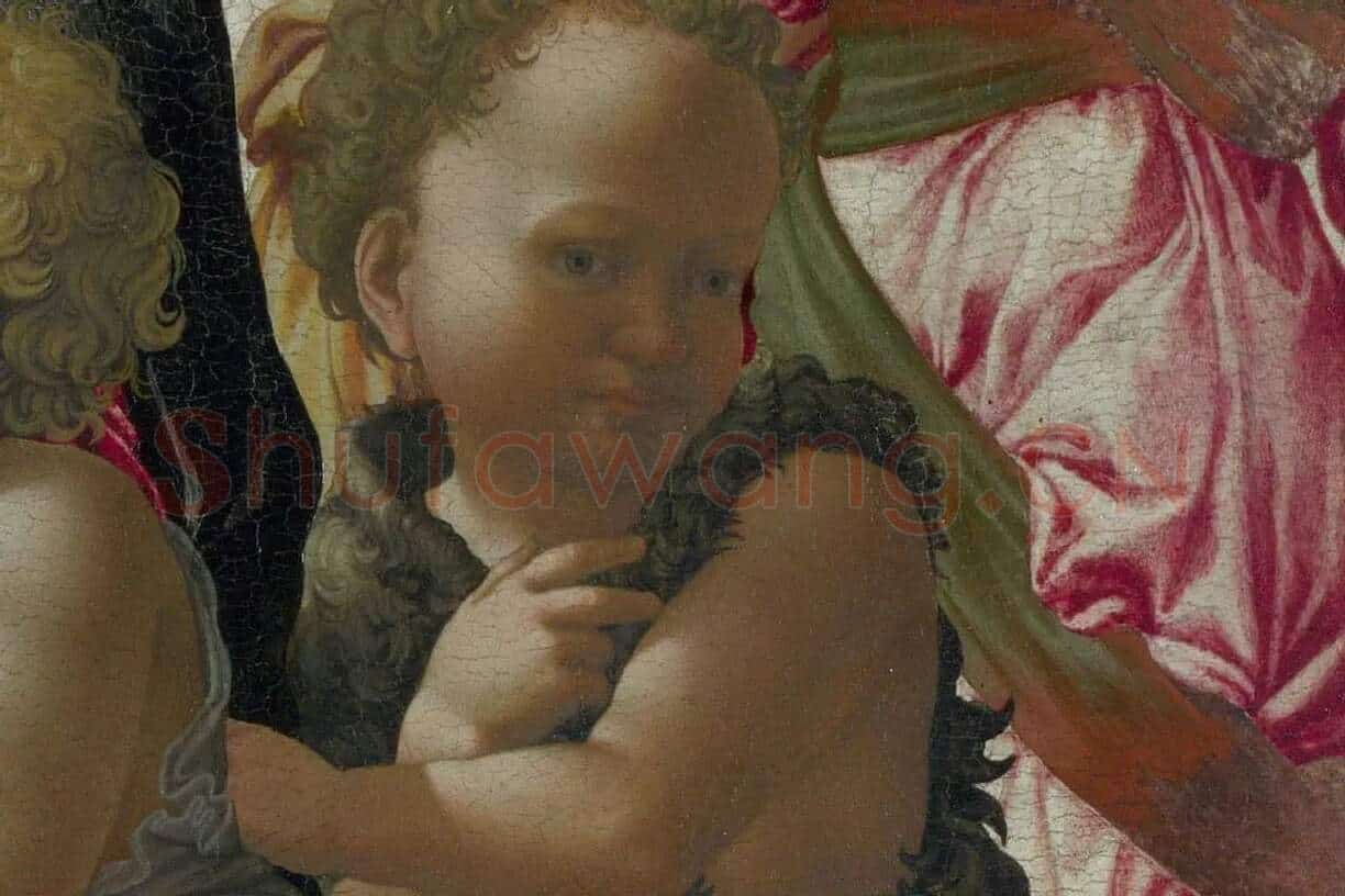 米开朗基罗作品《圣母子与圣约翰和天使》局部 (5)
