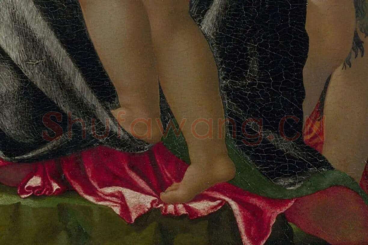 米开朗基罗作品《圣母子与圣约翰和天使》局部 (6)