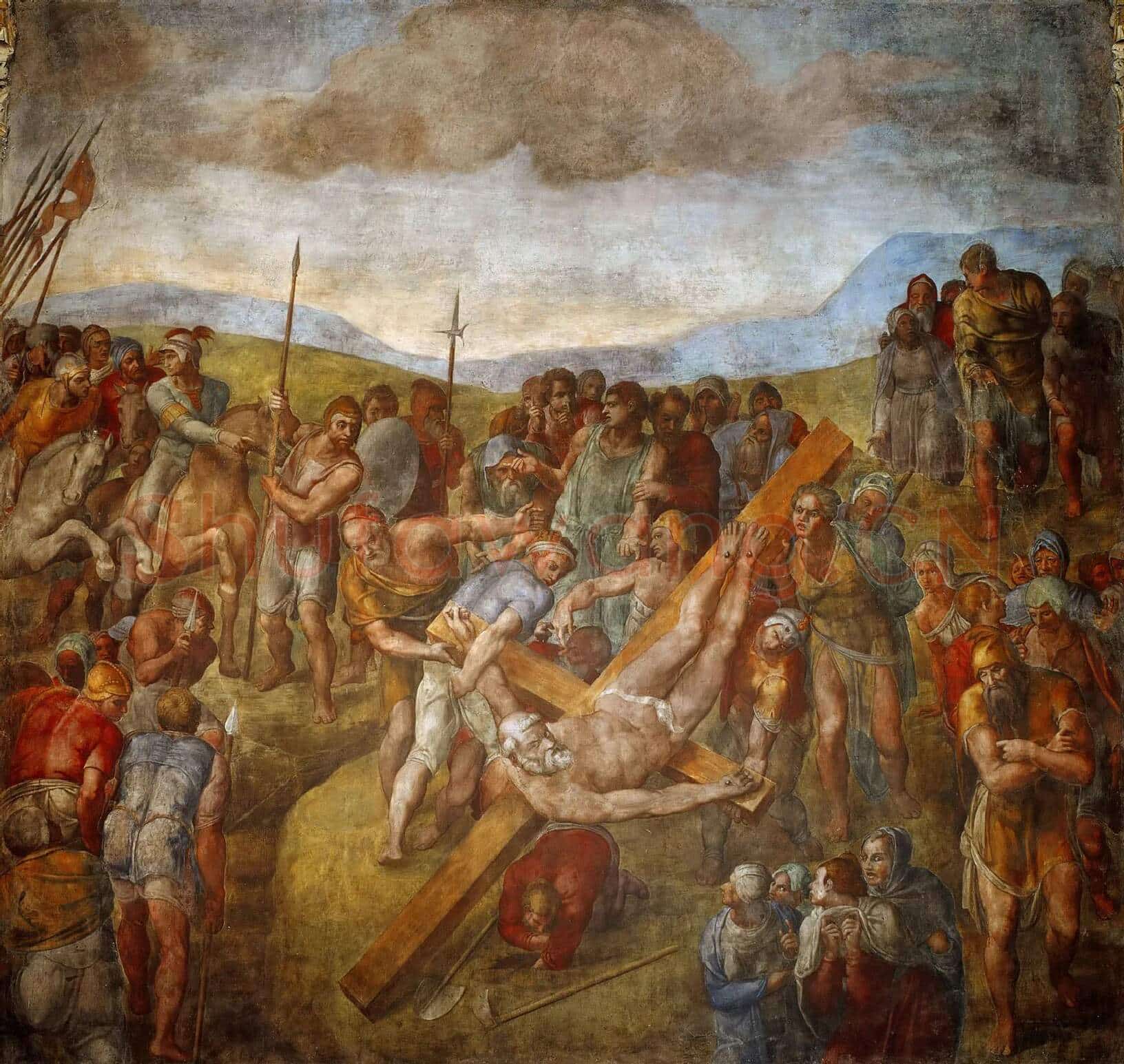 米开朗基罗壁画作品《圣彼得殉道》高清图片