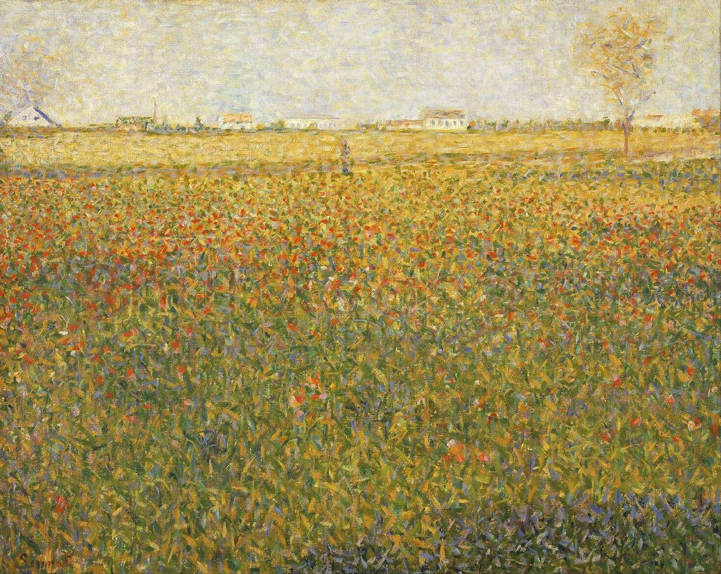 修拉点彩风景《Alfalfa, St. Denis》油画作品高清大图