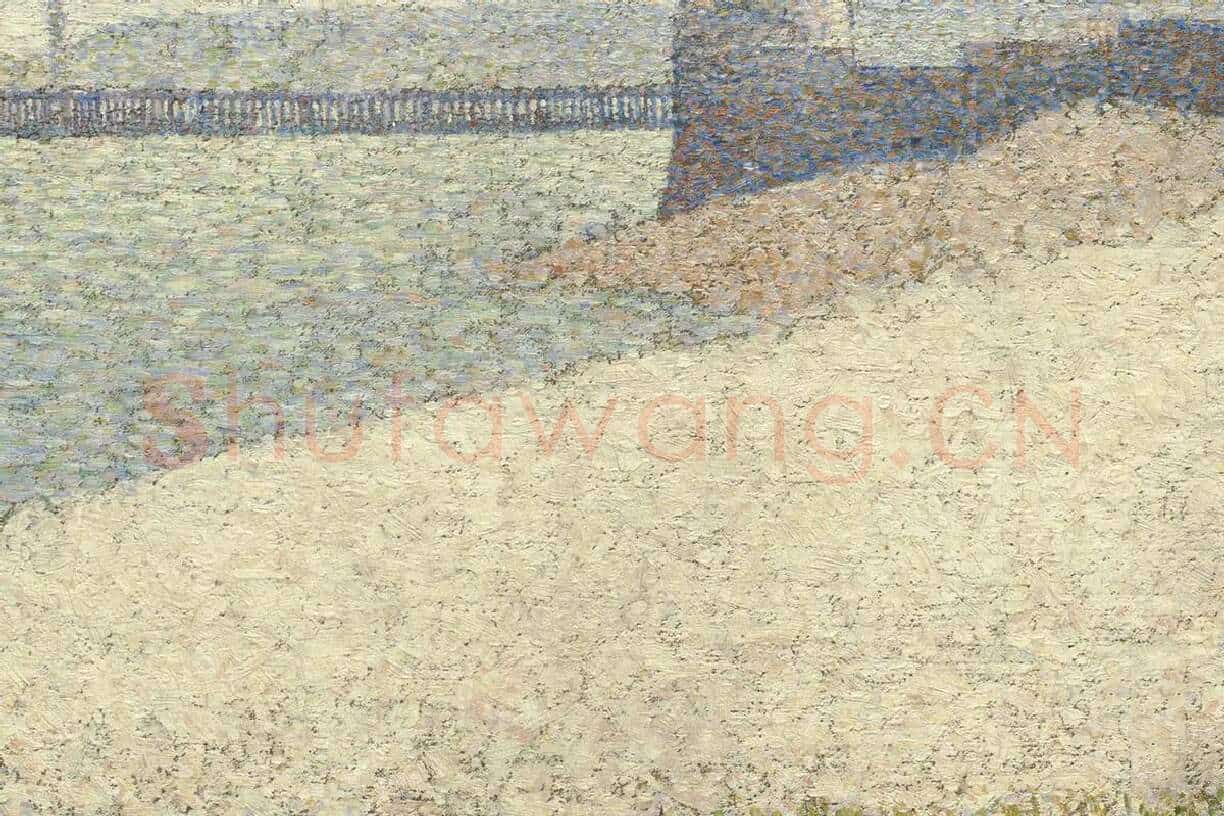 乔治·修拉点彩油画作品《敬老院和灯塔》局部 (3)