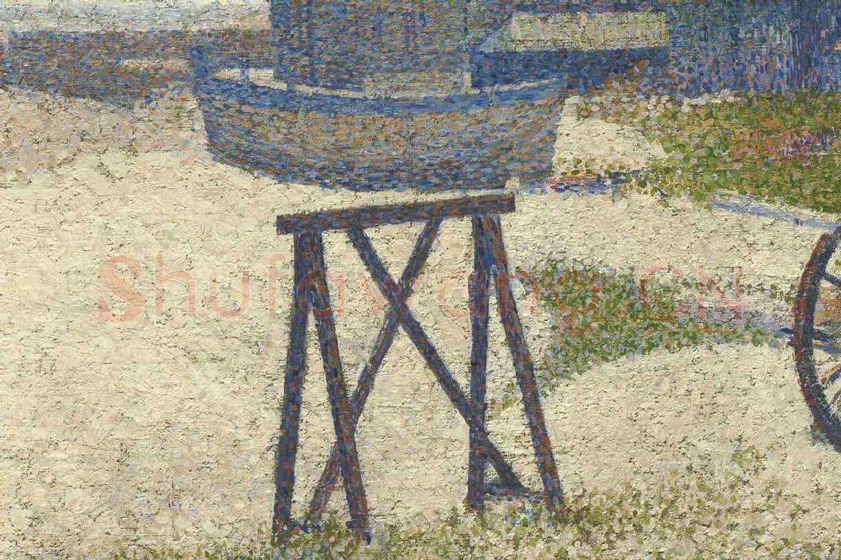 乔治·修拉点彩油画作品《敬老院和灯塔》局部 (4)